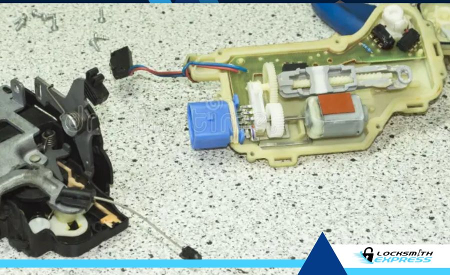 disassembled electric car door lock