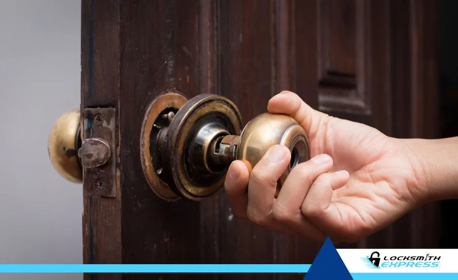 broken door lock closeup