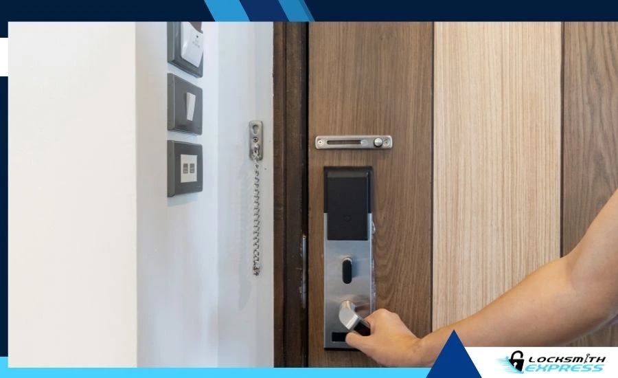 Cylindrical door lock on an interior office door