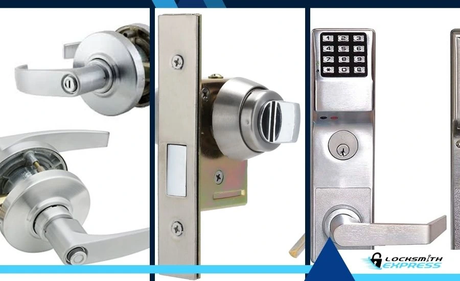 Grade 1, Grade 2, and Grade 3 commercial locks side by side