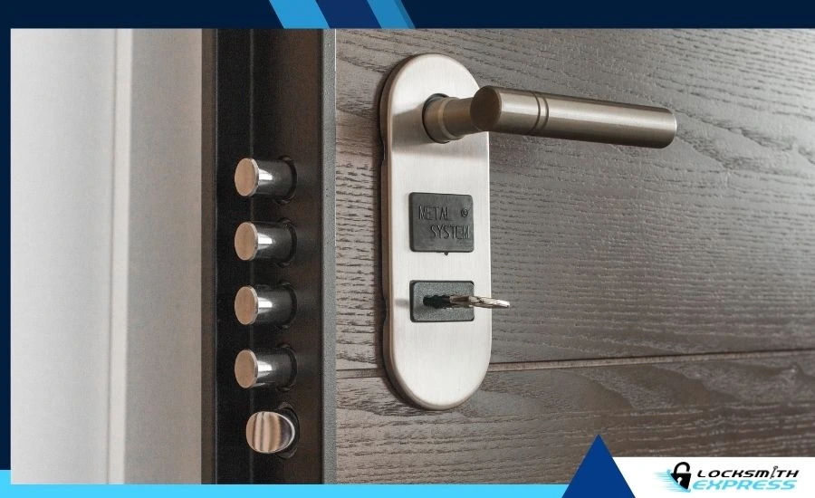 Key inserted into a commercial office door lock