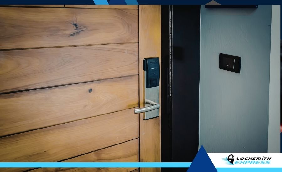 Close-up of a multi-point locking mechanism showing the central deadbolt, hook bolts, and roller cams engaging the door frame.